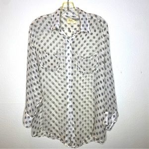ELIZABETH & JAMES Silk Polka Dot Blouse